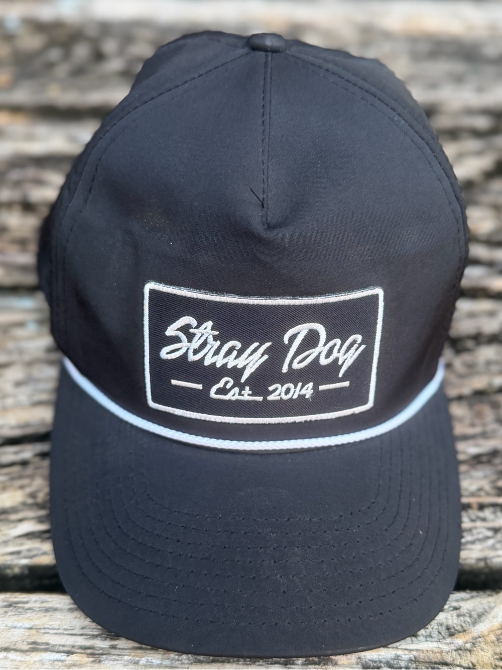 Imperial Stray Dog Black & White Adjustable SnapBack Rope Trucker Hat P2